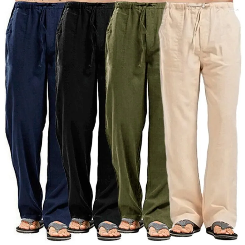 Calça Masculina De Algodão E Grande Absorção De Suor Respirável Básica Casual Perna Larga