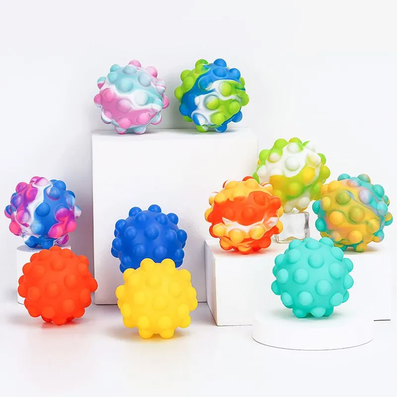 Fidget Toys 3D Push Bubble Decompression Ball Silikon Silikon Stres Anti-Stres Duyusal Squeeze Squishy Oyuncak Anksiyete Rölyefi Çocuklar İçin Yetişkinler Noel Hediyesi