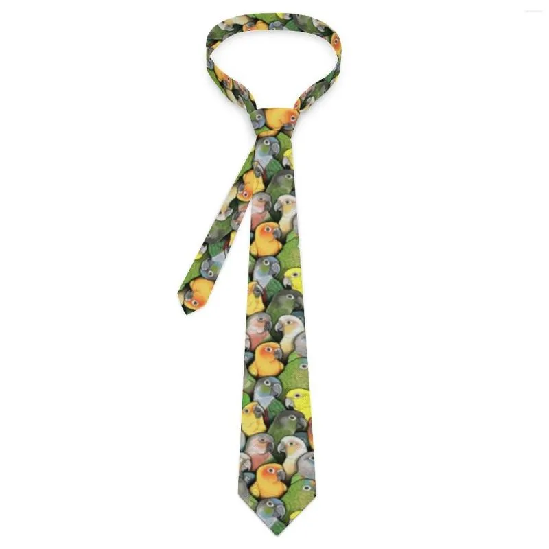 Båge slipsar färgglada söt papegoja roligt djurtryck nyhet casual nack för män daglig fest krage design slips tillbehör