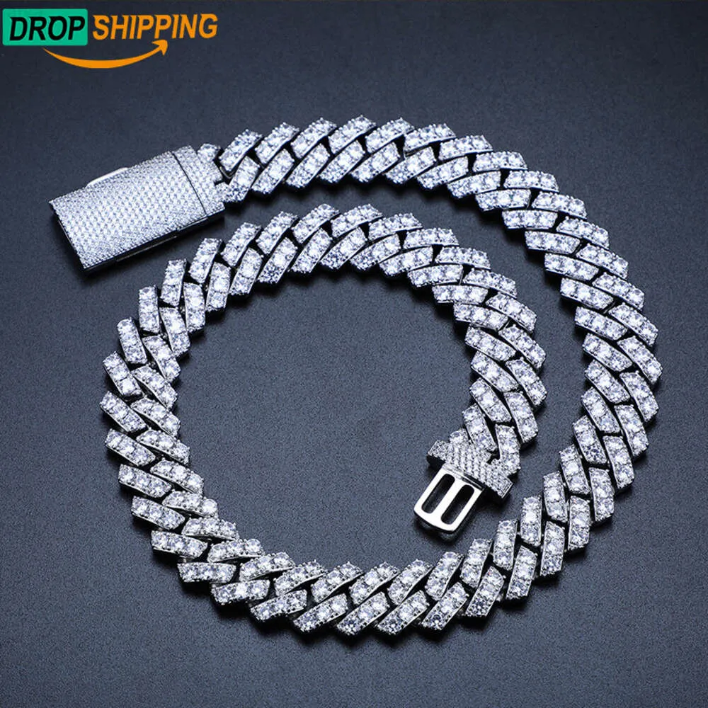 brand fashion woman Dropshipping Hip Hop Jewelry 20mm 1 Row Vvs Moissanite Diamond Iced Out Men 925 Pure Silver Miami Cuban Link Chain Necklace