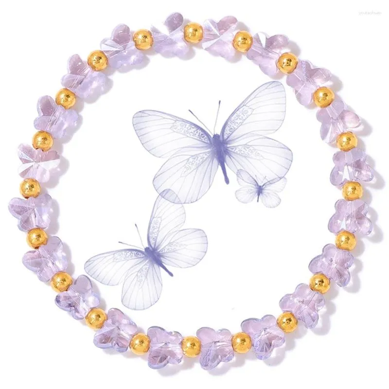 Strand Mode Kleine Vlinder Kralen Armband Vrouwen Glas Tsjechische Kristallen Edelstenen Charms Bangle Sieraden Meisje Vriendschap