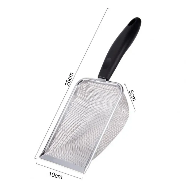 Pet Cat Waste Shovel Long Handle Stainless Steel Metal Shovel Litter Filter Garbage Sand Scoop Pet Cleaning Tool Cat Supplies