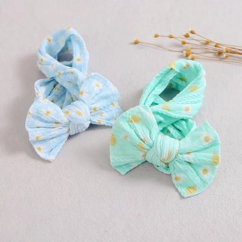 ملحقات الشعر 10pcs/Lot Baby أقواس رئيس الفتيات Jacquard Wrap Nylon Infant Tortban Braid Toddler Floral Printing