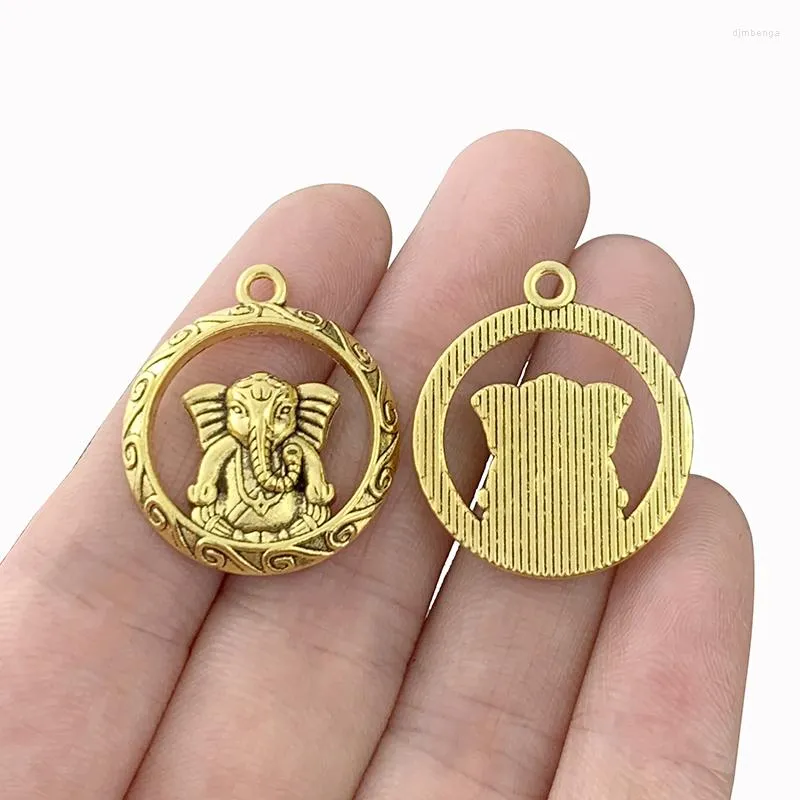 Anhänger-Halsketten, 10 x Antik-Goldfarbe, Elefant, Ganesha, Charms, Anhänger, Perlen für DIY-Halskette, Armband, Schmuckherstellung, 28 x 25 mm