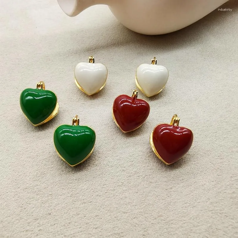 Backs Earrings Vintage Red Heart Enamel Clip Earring Exaggerate Brass Plated Gold Sweet