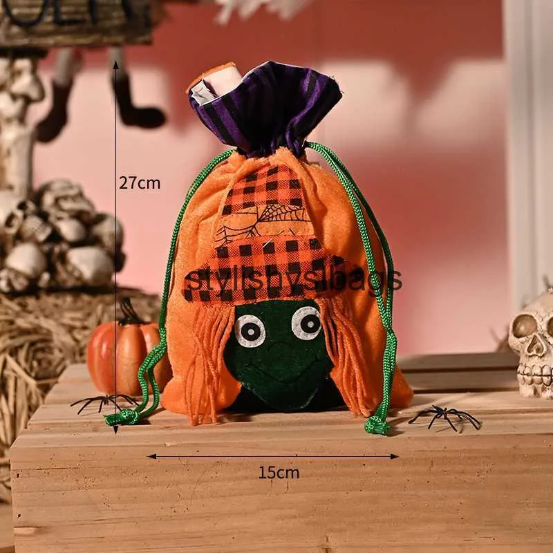 Totes Halloween candy bag decoration portable pumpkin bag children's candy scene decoration gift bag cloth bag05stylishyslbags