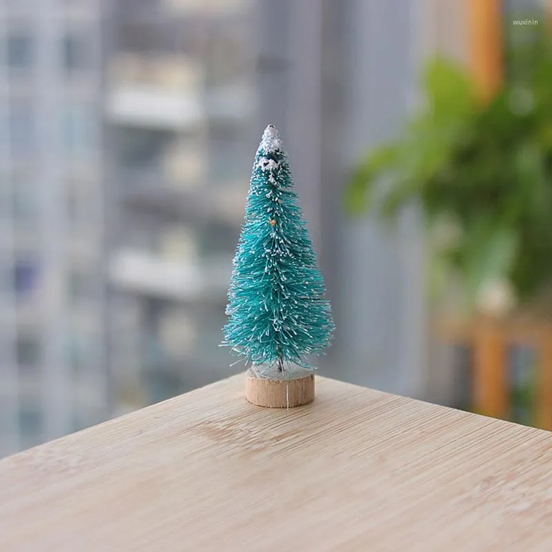 Decorazioni natalizie 12 pezzi Mini albero ornamento Piccolo pino artificiale Sisal Neve Paesaggio Alberi di Natale Da tavolo Navidad Decor Regali