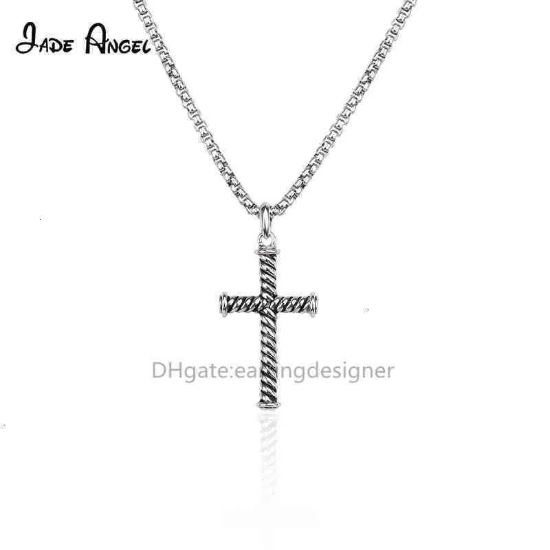 Twisted Men Woman Designer Jewelry Cross Pendant Necklace Sliver Fashion Halsband Klassisk tråd Retro unisex Par Tillbehör IDSQ