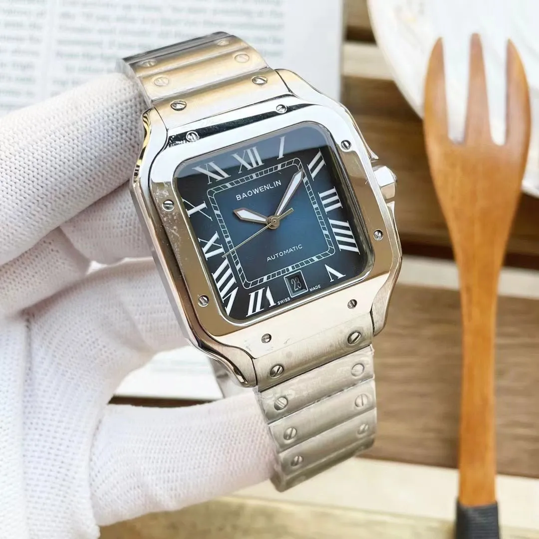 Fashion Business Watch Męskie zegarki modowe mają stalowe opaski i szklankę stali ze stali nierdzewnej, odpowiednie do randek i prezentów na rękę