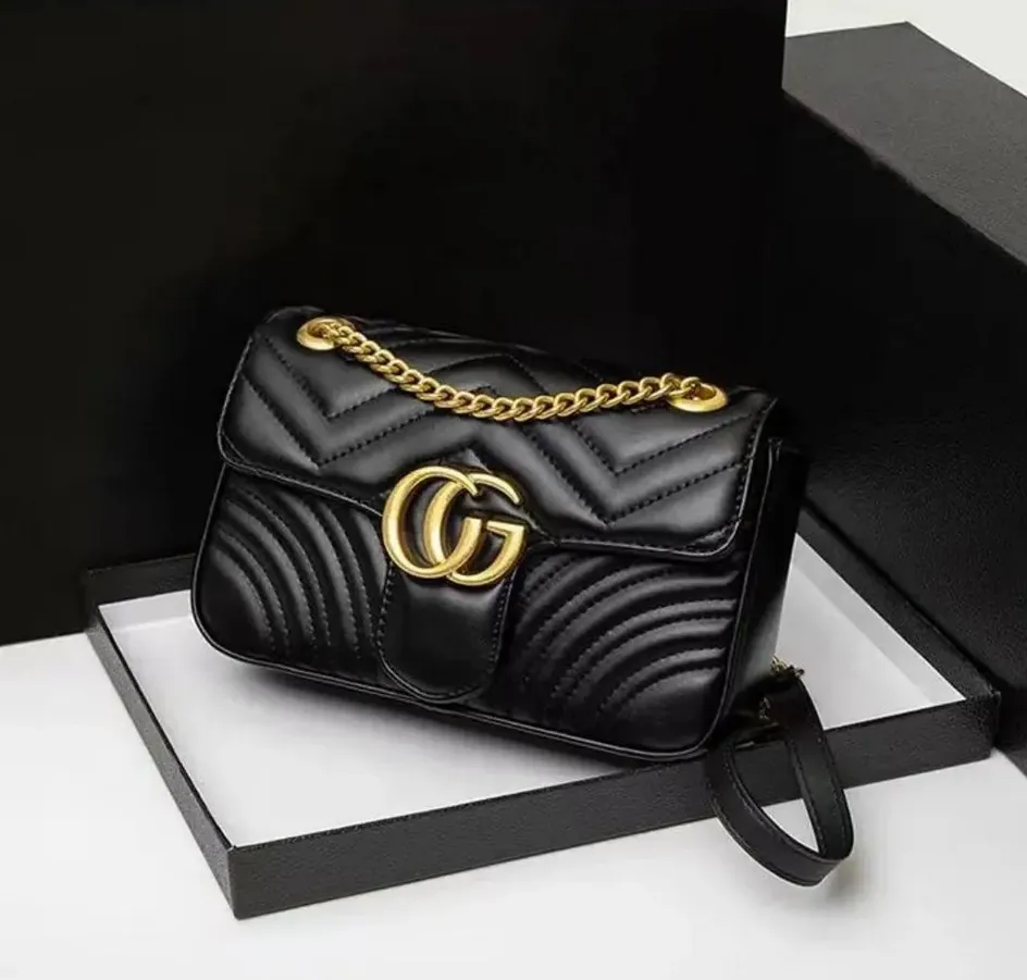 2022 Designers Leather women shoulder GG bags crossbody Luxury handbags clutch purses ladies wallets tote Gold Silver Black Chain Bag M1732