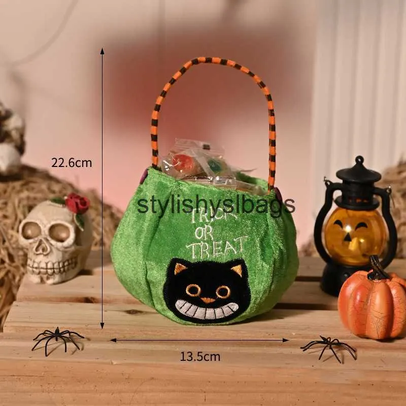 Totes Halloween Candy Bag Decoration Portable Pumpkin Bag Children's Candy Scene Decoration Presentväska Tyg Bag01Stylishyslbags