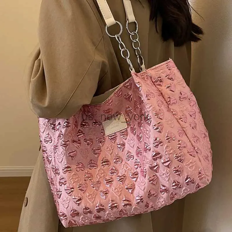 Totes Sweet Love Canvas Ladies Travel Tote Handsbags Fashion Design Women's Pink's Pink's Rose Heart Bager College Girls Sacs Pourse 240407