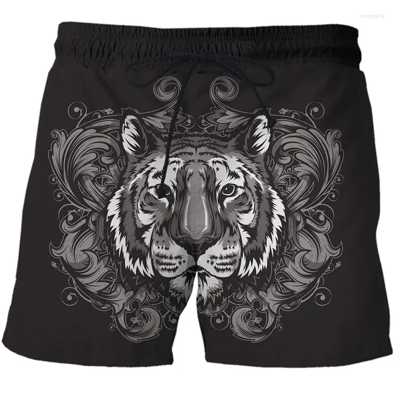 Shorts masculinos 2023 verão esportes surf marca de secagem rápida calças de praia animal tigre impressão bonito juventude 3d impresso casual