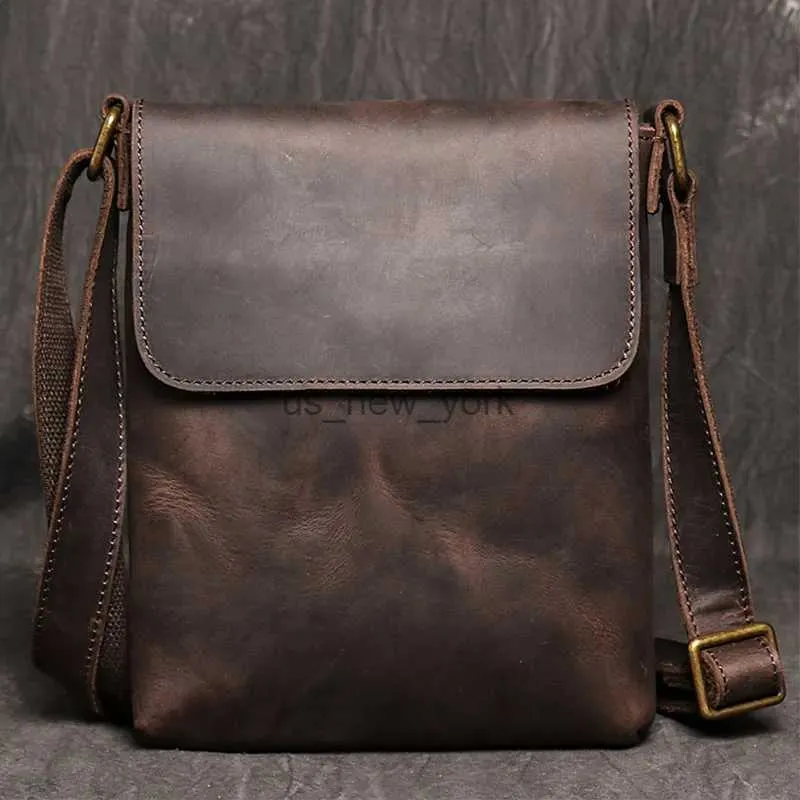 Totes Sac de messager de haute qualité pour hommes Sac à bandoulière en cuir authentique masculin Sac à épaule de voyage facile pour tablette en cuir masculin sac à main 240407