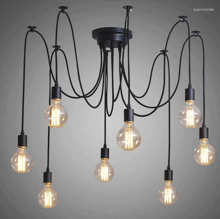 Lampes suspendues 6 têtes Sky Femelle Lâche Fleur Lustre Bureau Personnalité Créative Style Industriel Nordique Rétro Edison Lampe Araignée