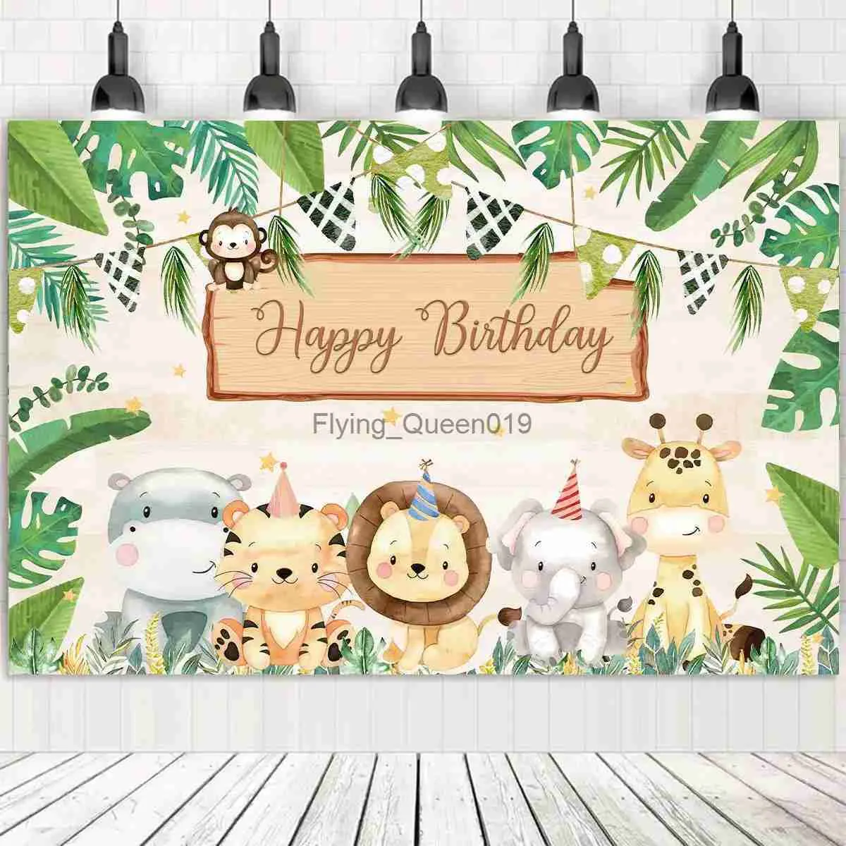 Matériel de fond Toile de fond avec animaux de la jungle, décoration de fête dans la jungle, décorations d'anniversaire Wild One Safari, fête prénatale, garçon et fille, 1er anniversaire, fond YQ231003