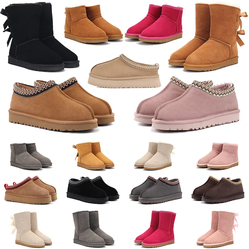 Designer Austrália Tasman Chinelos Tazz Clássico Inverno Quente Ugge Botas Mulheres Mini Meia Neve Grossa Sola Bota Pele Tornozelo Botas Chinelo