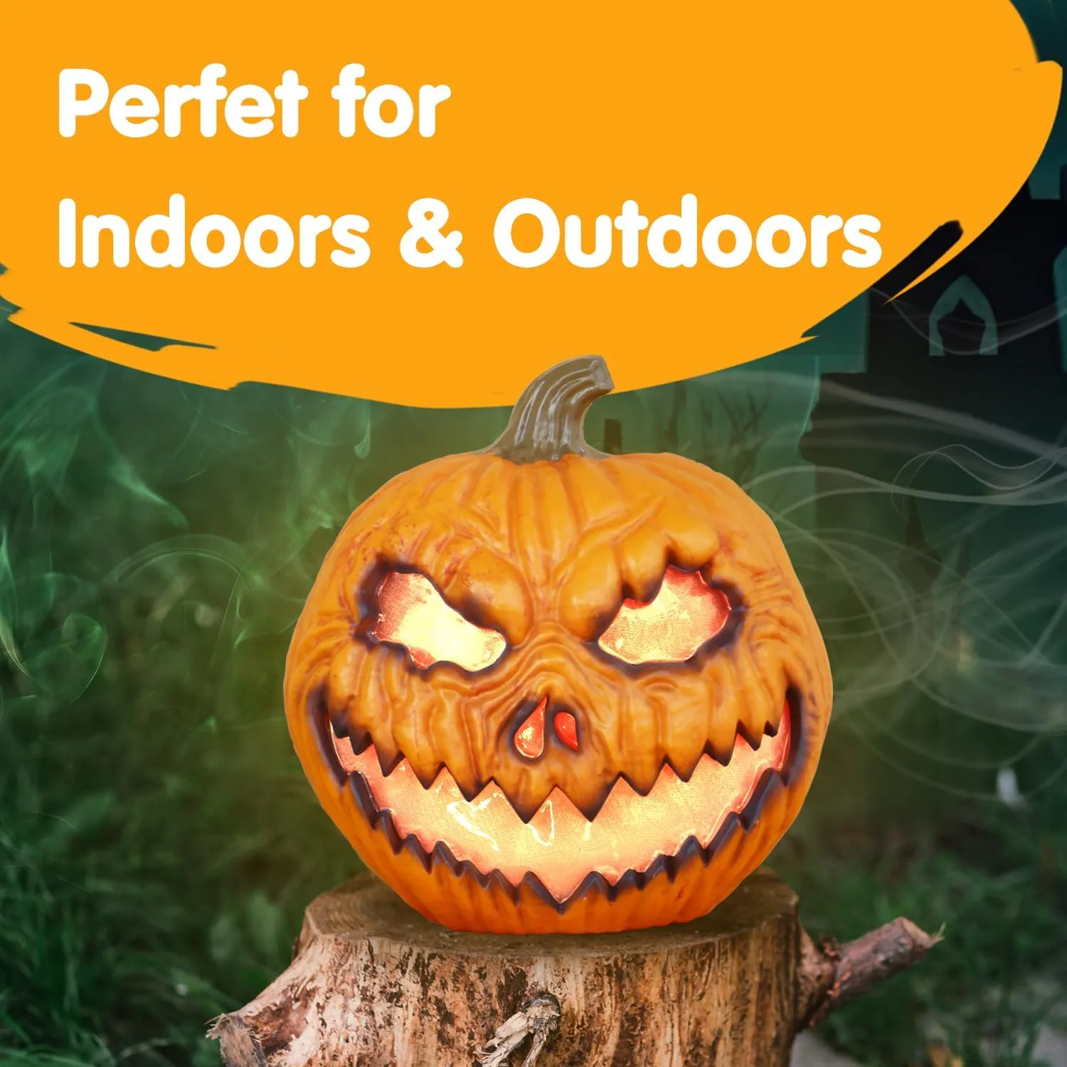 Halloween Decorations Pre Lit Jack O Lantern Artificial Pumpkin Fake