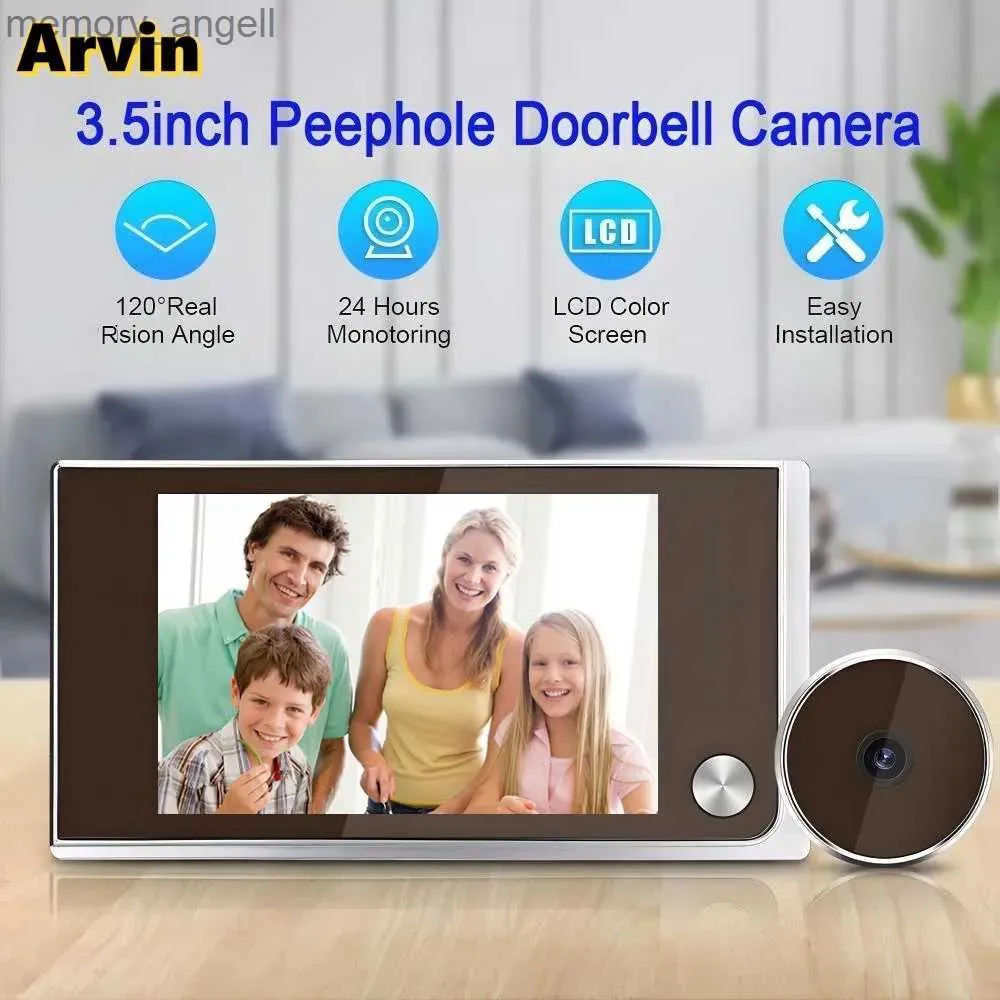 Doorbells New 3.5 Inch Peephole Digital Doorbell Camera 120 Degree Angle Peephole Viewer Smart Home Outdoor Cat Eye Visual Doorbell YQ2301003