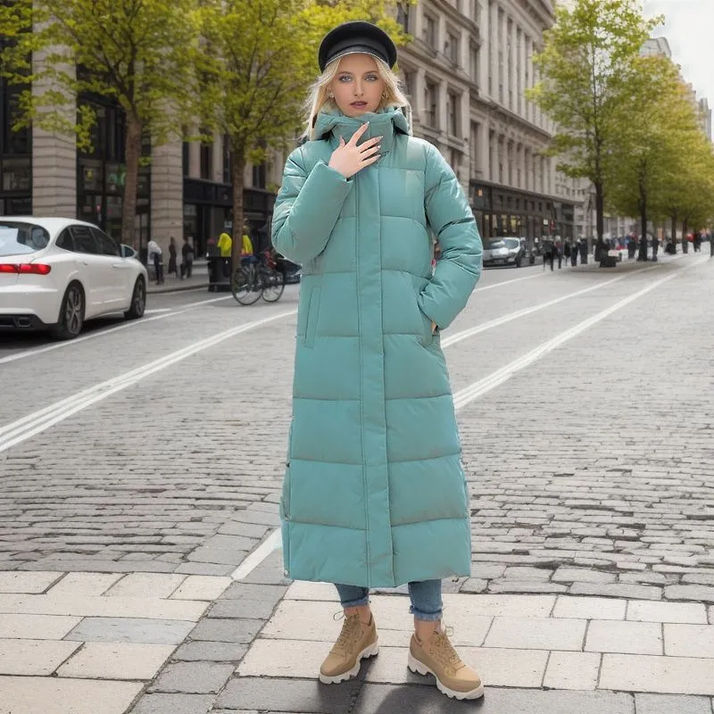 Designer women's long shop down jacket