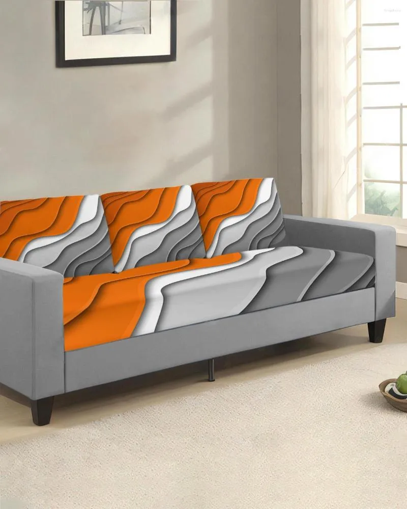 Chair Covers Orange Grey Gradient Geometric Abstract Seat Cushion Cover Sofa Protector Stretch Washable Removable Slipcovers