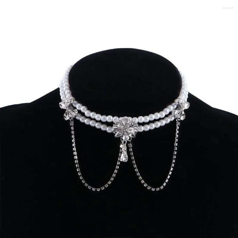 Collier ras du cou en maille strass féerique Vintage français, Style coréen, chaîne de clavicule Baroque, collier de perles multicouches pour femmes