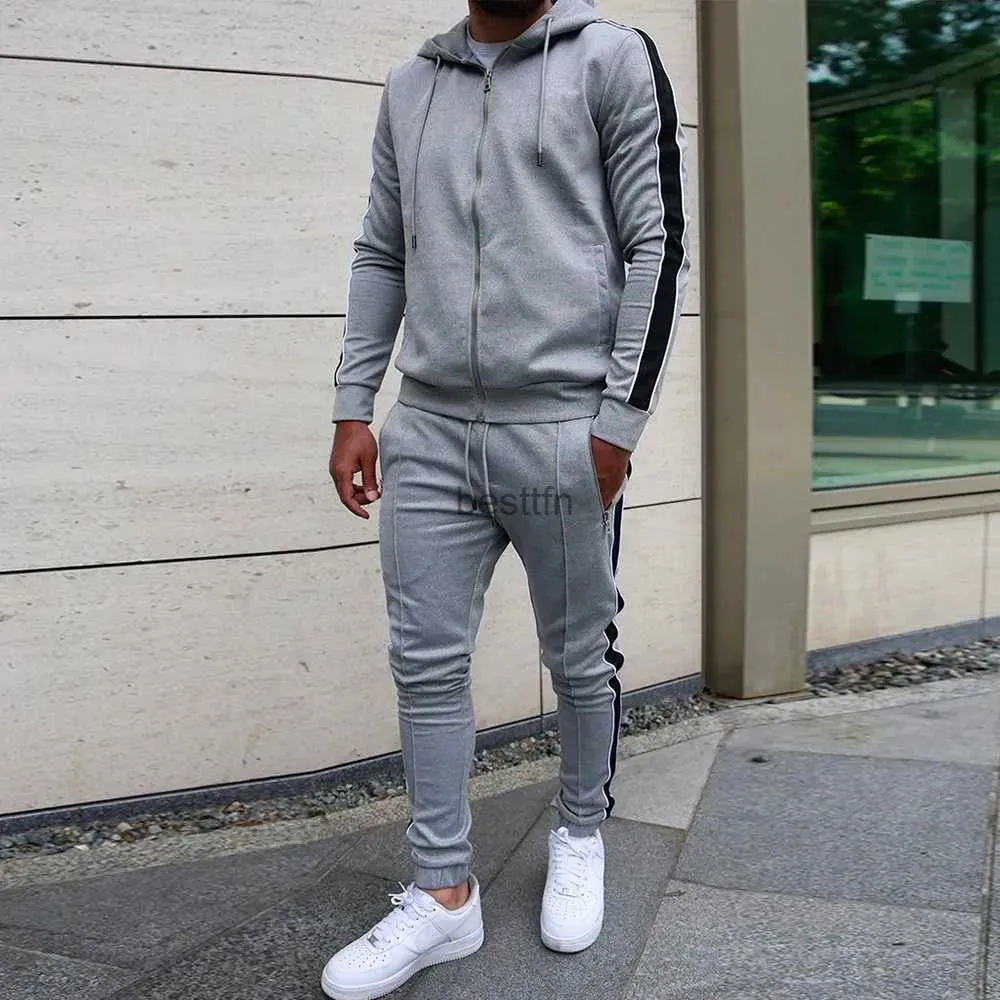 Herren Hoodies Sweatshirts Herren Jogger Sweatsuits Laufanzug Langarm Strickjacke Reißverschluss Trainingsanzug Herren NEU Herren Sets Schweißanzug Set Herren Kleidung HoodiesL231003