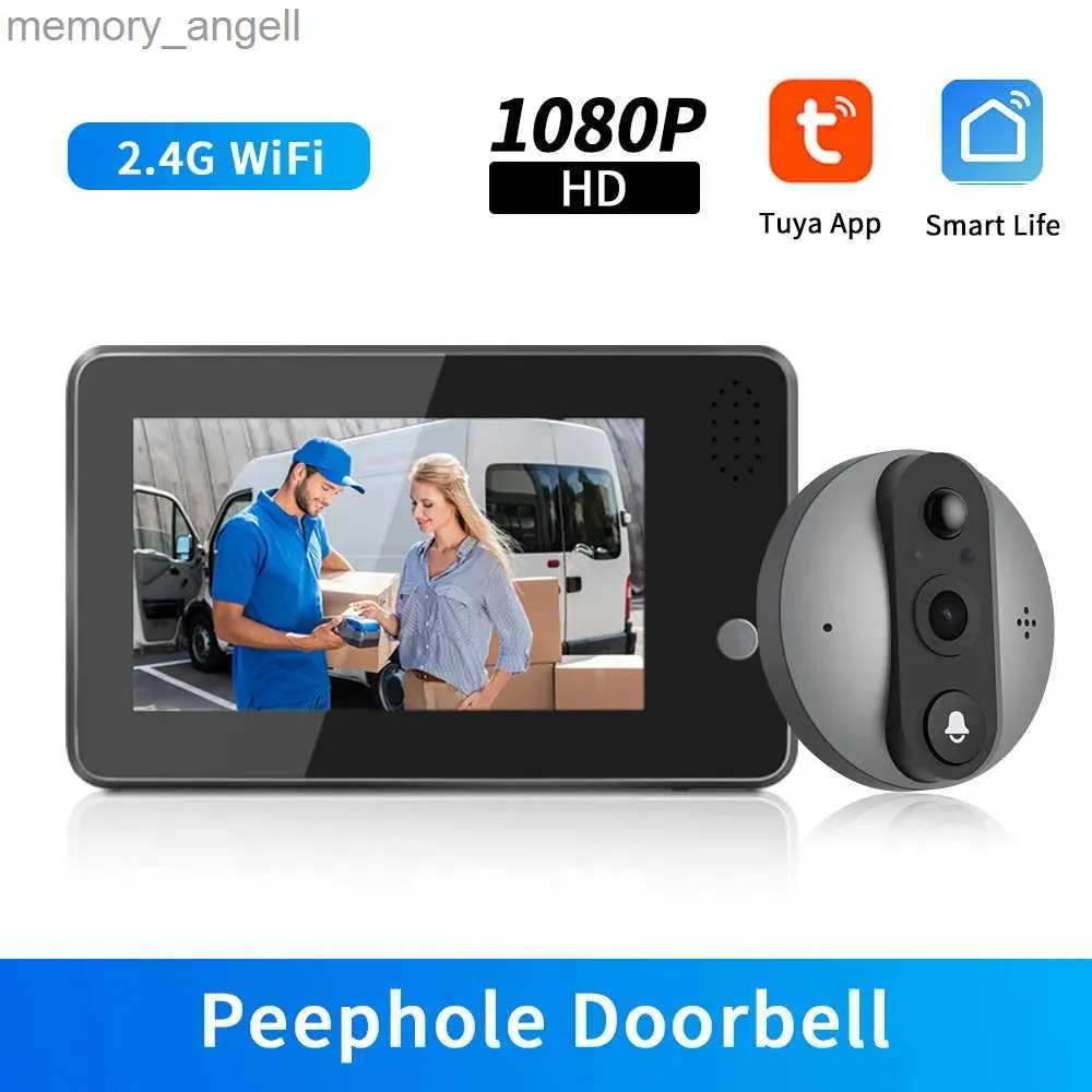 ドアベル4.3inchスマートホームTuya Peephole Doorbell Camera 1080p 200W Pixel Door Viewer Night PIR Motion Detection Video Door Bell YQ2301003