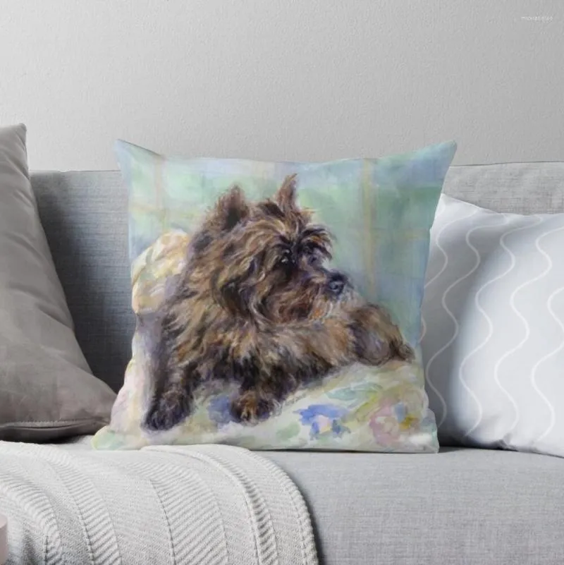 Kudde Cairn Terrier Dog Portrait Throw Soffa Decorative S Pillowcases Bed Cover