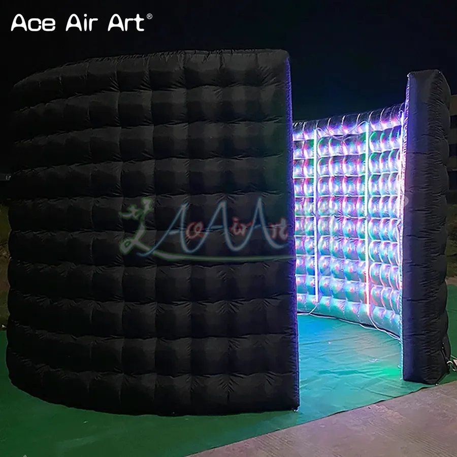 10ft x 8ft Inflatable LED 360 Photo Booth Enclosure Wall with Led Light Tube Photo Booth Backdrop for Wedding Event