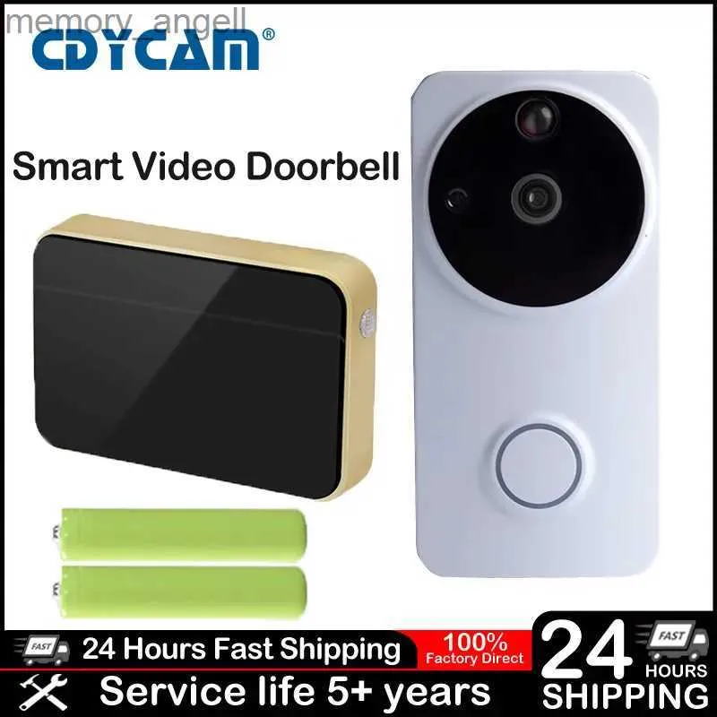 Kapı Zilleri Cdycam Wi-Fi Kapı Zili Su Geçirmez 720p IP Video İntercom Pir Alarm Kızılötesi Kablosuz Güvenlik Kamerası Piller ve Alıcı YQ2301003