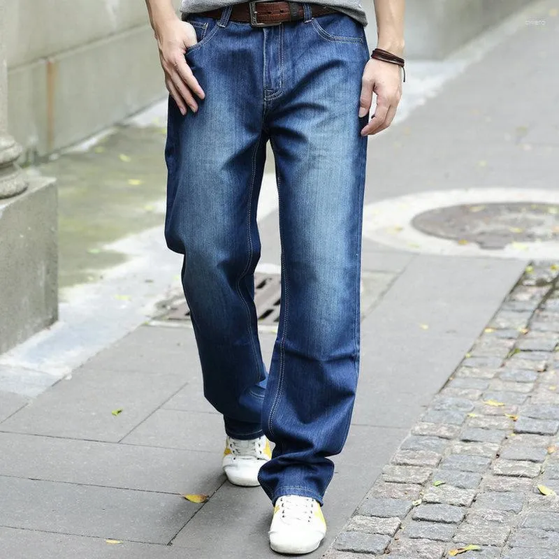 Stretchy Blue And Black Denim Baggy Jeans Mens For Men Loose
