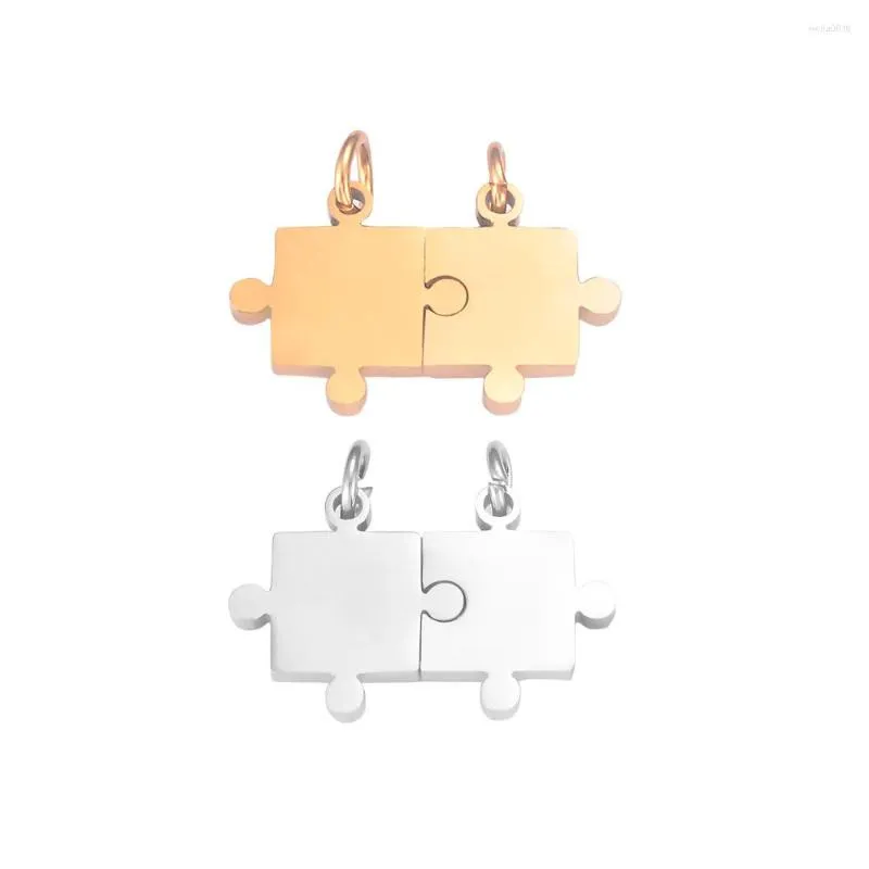 Charms 5Pair Puzzle stal nierdzewna Jigsaw Charm puste, aby nagrywać metalowe tagi do lustra wypolerowanego hurtowego