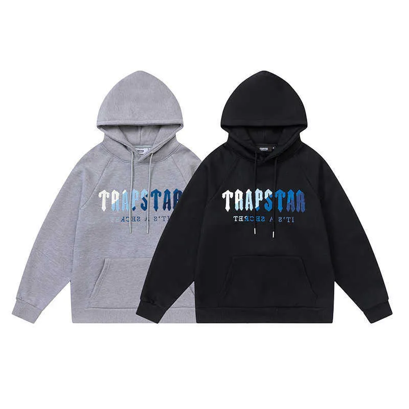 2023 Autumn/Winter New Trapstar vit blå handduk broderad plyschtröja unisex sats