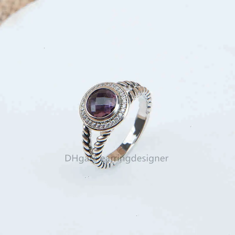 Woman Designer Zircon Twist Love Round Rings Amethyst Ring Luxury Wire Cz Inlaid Classic Diamond Ladies Jewelry Fashion Women Anniversary Gift