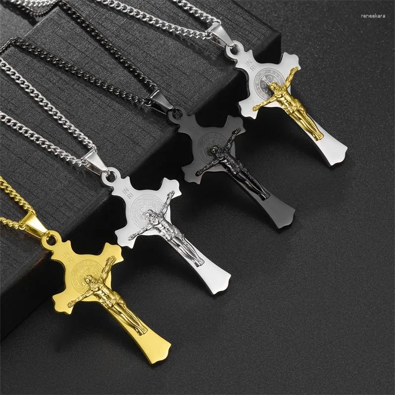 Iced Out Jesus Piece Necklace - Stainless Steel Cross Pendant, Hip Hop ...