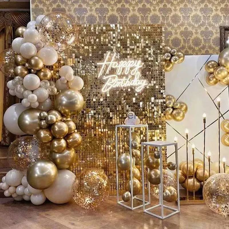 Background Material 30x30cm Golden Sequin Backdrop Panels Square Shimmer Laser Background Wall Decoration for Home Wedding Birthday Party Babyshower YQ231003