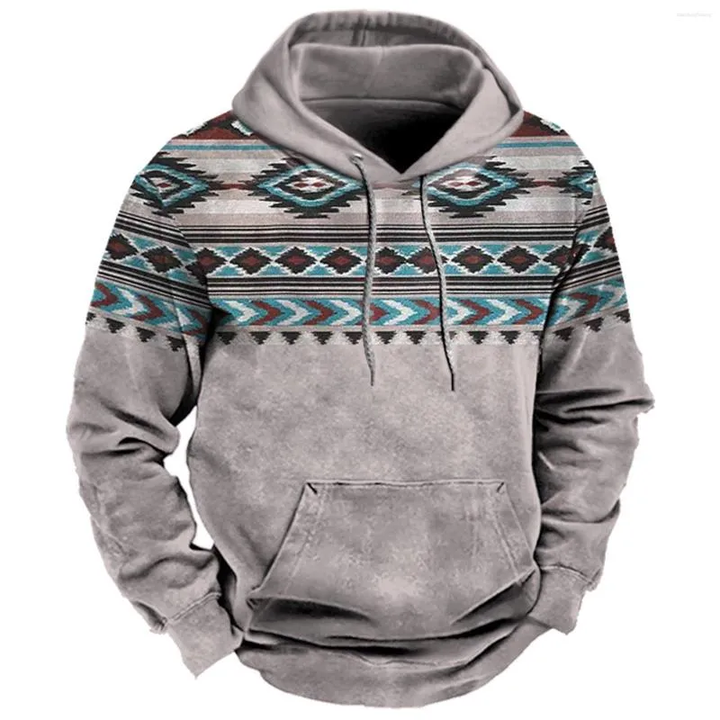 Vintage Western Ethnic Fashion Mens Flannel Hoodie Coats Retro