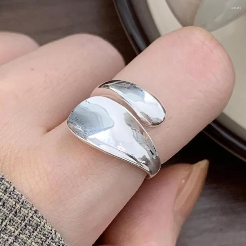 Cluster Rings BF CLUB 925 Sterling Silver Irregular Ring Female Cross Open Simple Retro Style Handmade Jewelry Birthday Gift