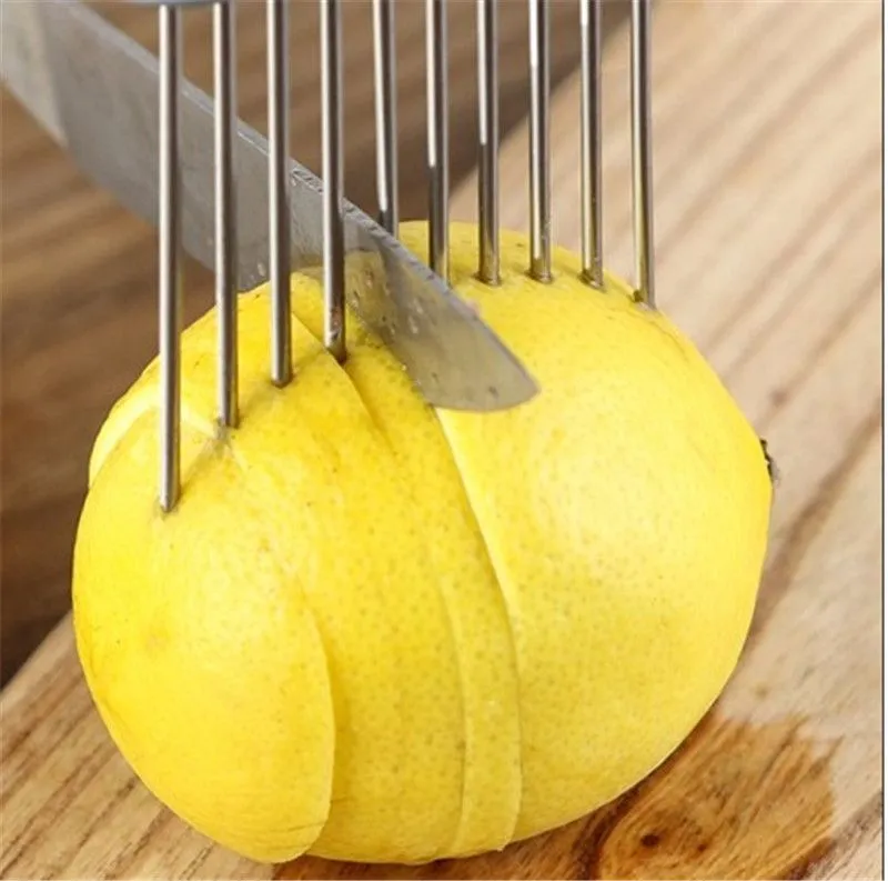 Multifunctional Stainless Steel Onion Needle Fork Pine Meat Needle Vegetable Fruit Slicer Tomato Cutter Cutting Holder Kitchen Accessorie Tool