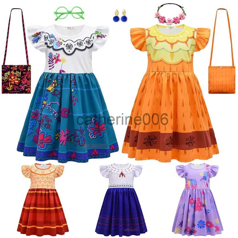 Special Occasions 2022 Madrigal Costume Girl Charm Dress Carnival Summer Virgin Children Princess Mirabel Isabela Birthday Party Dress Clothing x1004