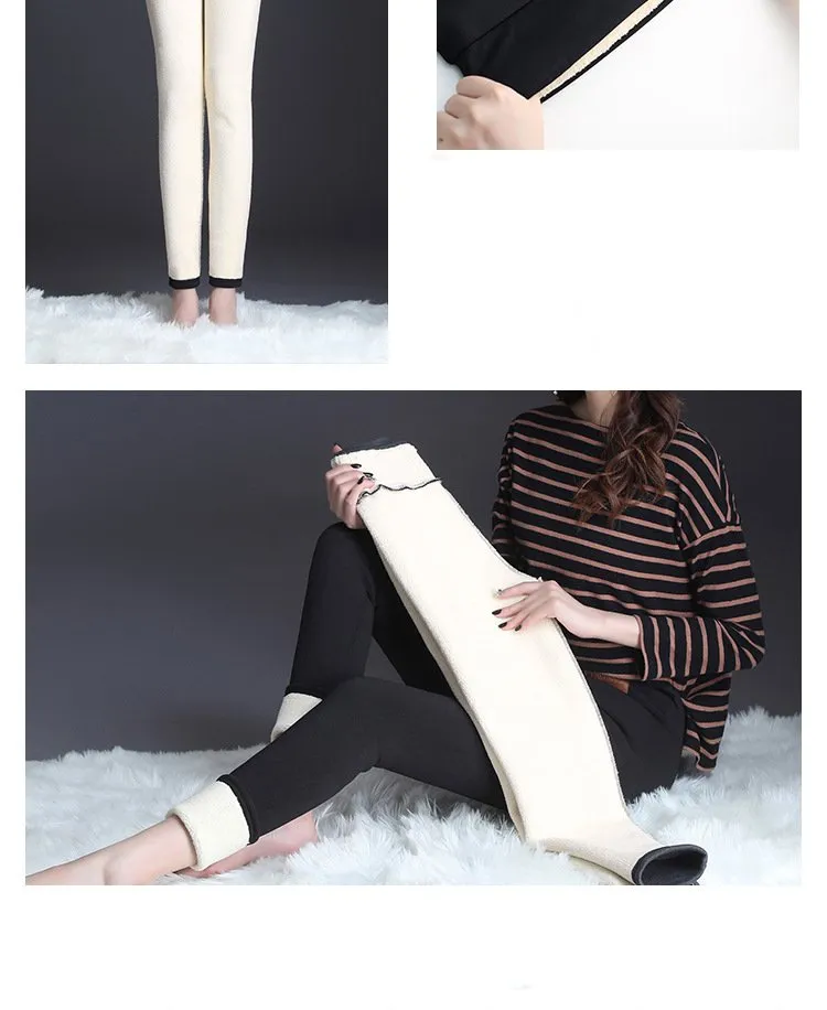 Lamb Cashmere Leggings For Women Thickened Large Size Cotton