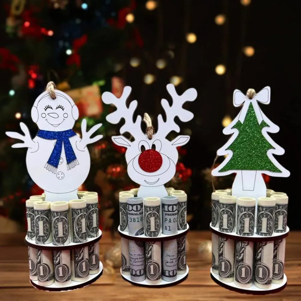 Christmas Ornament With 10 Holes Cartoon Unique Money Holder Decoration Festival Party Supplies Wallet Cake Rack DIY Money Stand 916