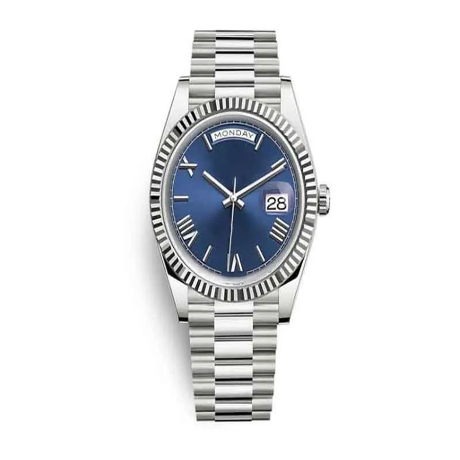 La montre masculine la plus à la mode double calendrier bleu cadran sapphire verre rétro romain chiffres en acier inoxydable Bracel249x en acier inoxydable