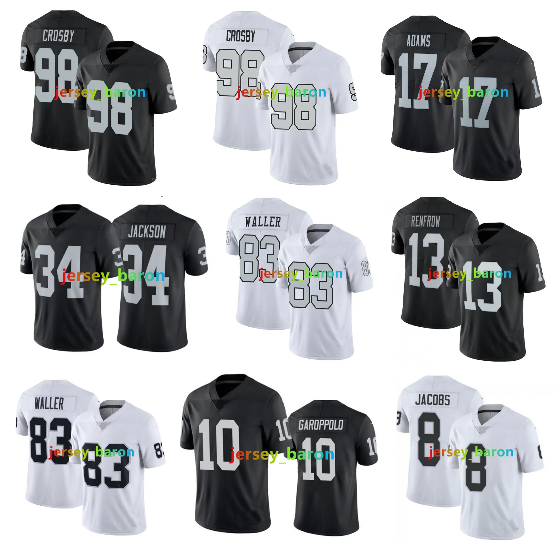 Davante Adams Maxx Crosby Football Jersey Raiderss Bo Jackson Josh Jacobs Jimmy Garoppolo Woodson Chandler Jones Howie Long Carl Nassib Michael MayerSize S-4XL