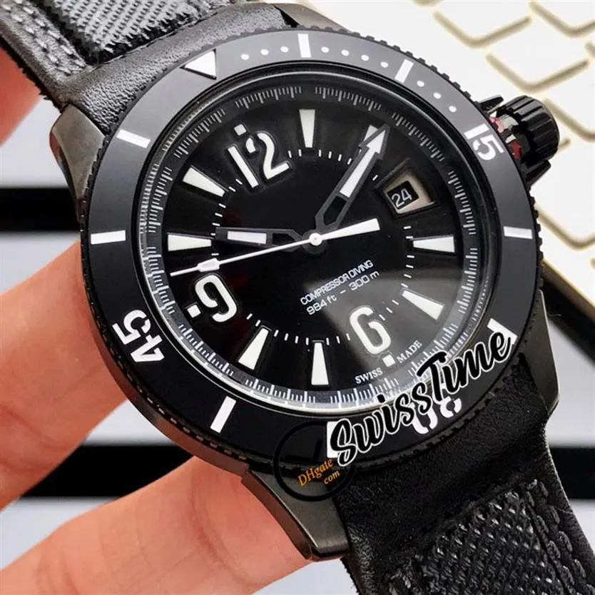 Neue Master Compressor Q2018470 2018470 Automatik Herrenuhr Schwarzes Zifferblatt Pvd Schwarz Stahlgehäuse Lederarmband Uhren STJL SwissT217l