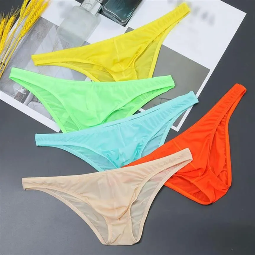 Underpants Transparent Briefs Man Sexy Underwear Solid See Through Panties Male Bulge Pouch Men Thongs Breathable Knicker2805