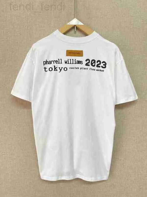 Homens camisetas Designer L2023V Mens e Womens Tshirt T-shirt de corte fino com bordado de anagrama Pharrell Williams50 6RNH
