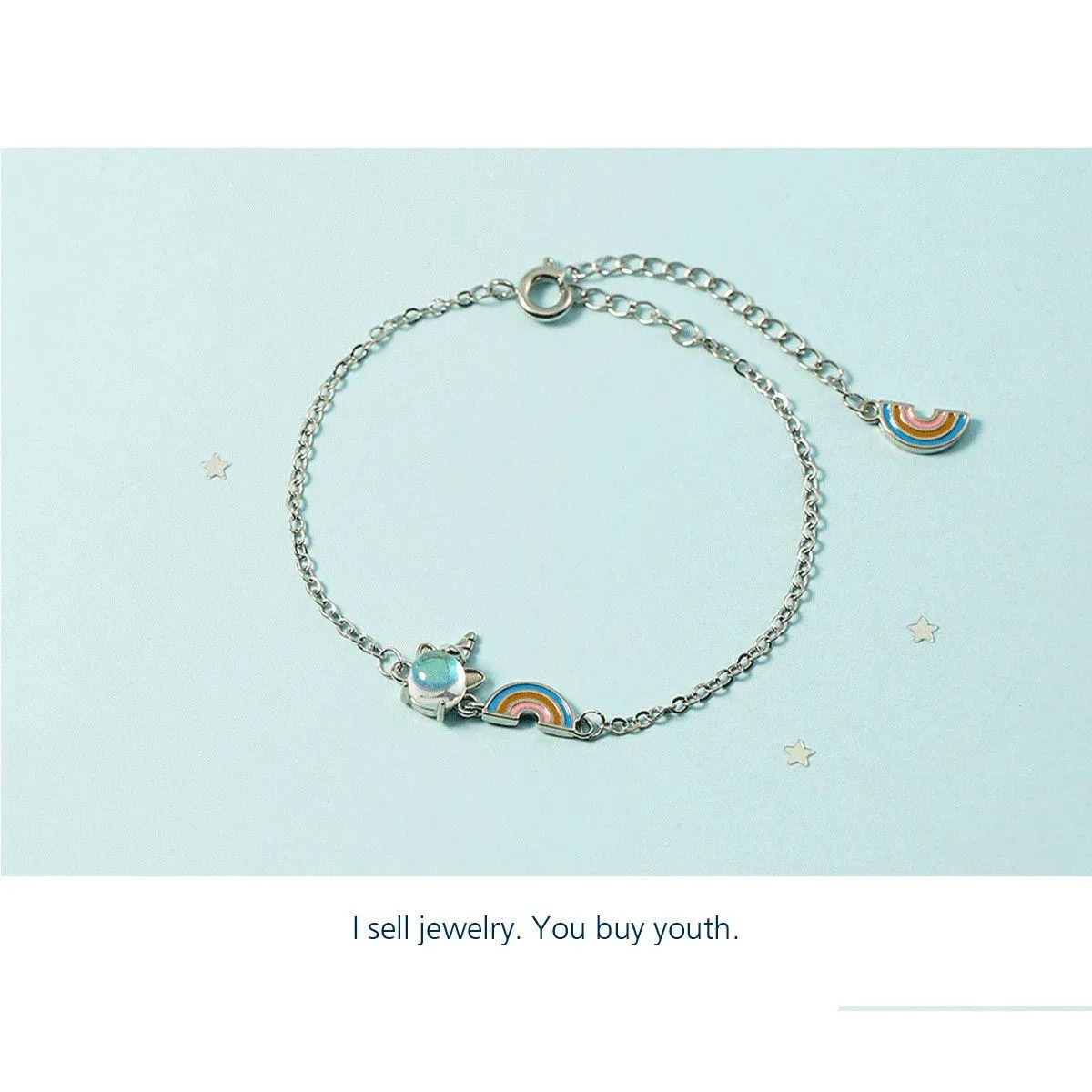 Bracelets de charme Sier Opal Rainbow Bangle pour femmes Party Bijoux Drop Livraison Dhnkl