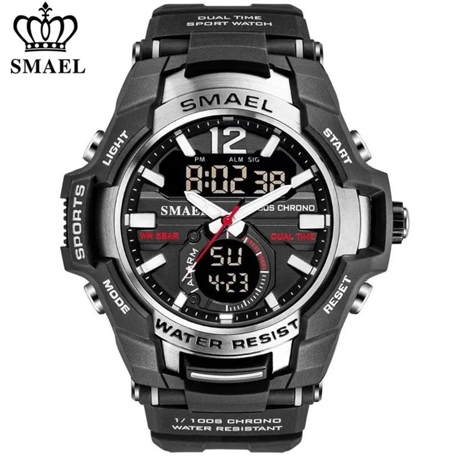 Smael relógios masculinos moda esporte super legal quartzo led relógio digital 50m à prova dwaterproof água relógio de pulso masculino relogio masculino 2256t